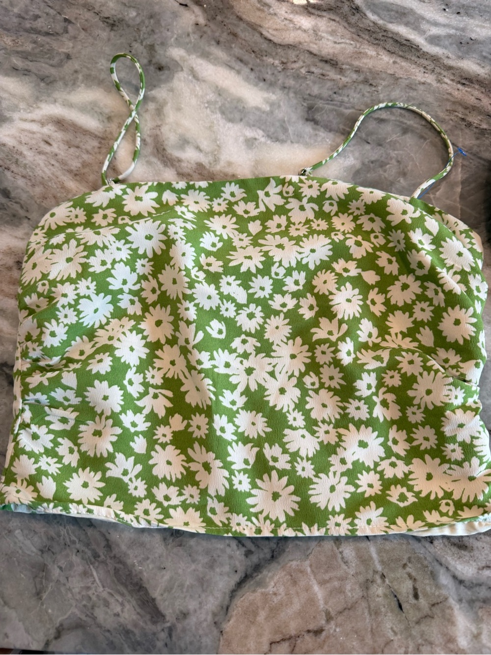 Sage the label Green and White Floral Spaghetti Strap Camisole crop top S